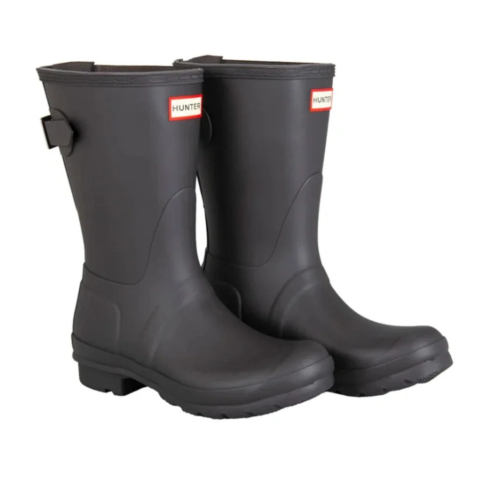 Hunter Women's Original Short Back Adjustable Rain Boot Black Size 10